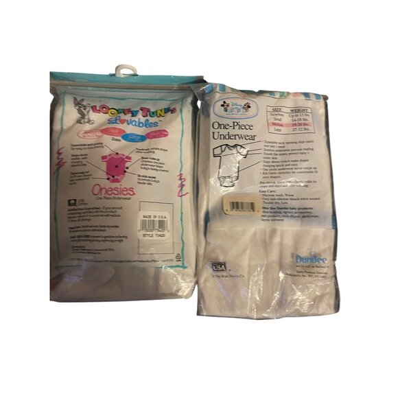 Looney Tunes & Disney Baby Onesies Newborn & Medium One-Piece Underwear USA 90s - Picture 13 of 15